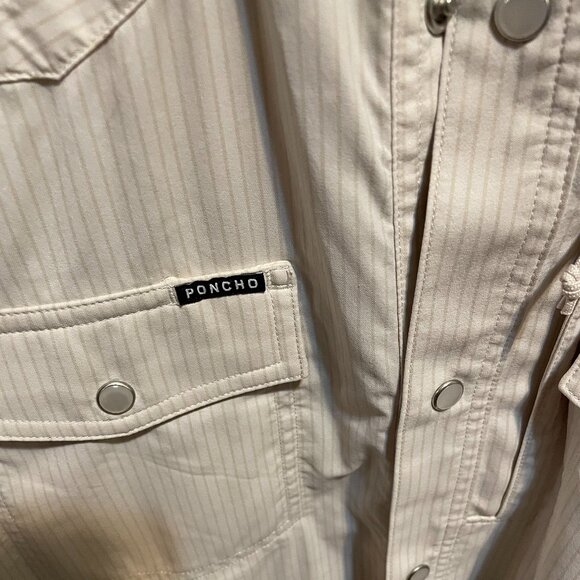 Poncho Mens Light Brown Stripe Short Sleeve Mens M - Picture 2 of 4